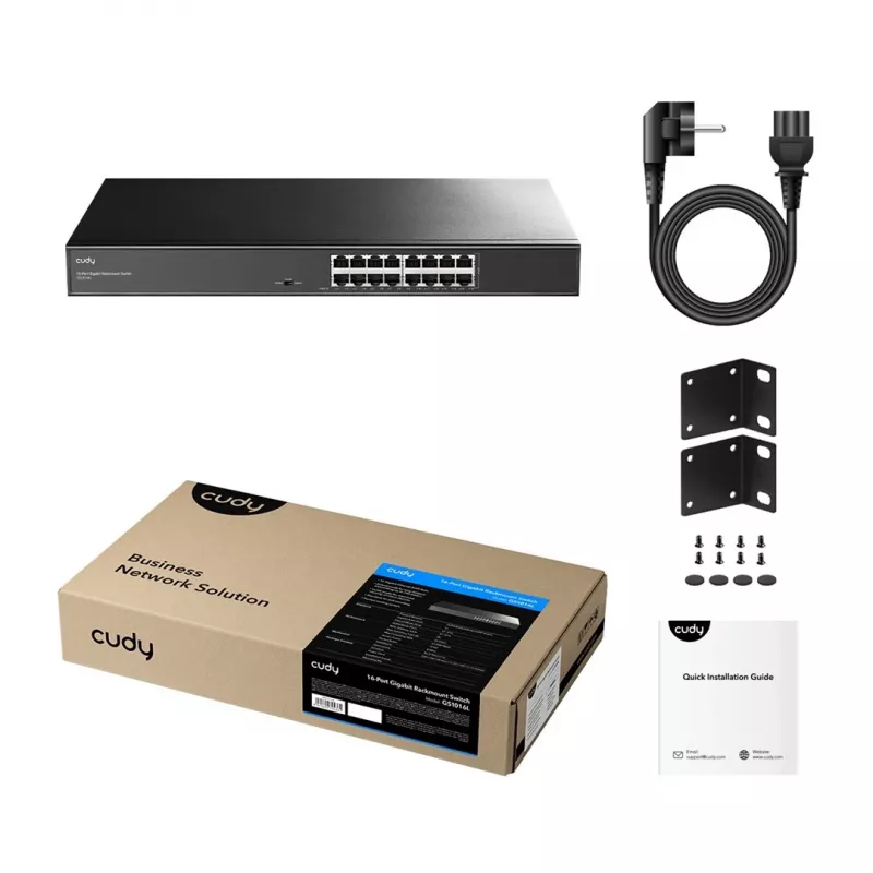 Netzwerk-Switch Cudy GS1016L — 16-Port Gigabit Ethernet (10/100/1000), 32 Gbit/s Switching, Rack-Montage
