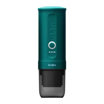Tragbare Espressomaschine OUTIN Outin Nano Schwarz Türkis — 20 bar, Kaffeepulver, 7500 mAh Akku, 0,67 kg