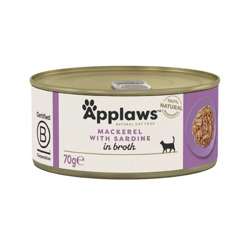 APPLAWS Makrele mit Sardine in Brühe - Nassfutter für Katzen - 70g