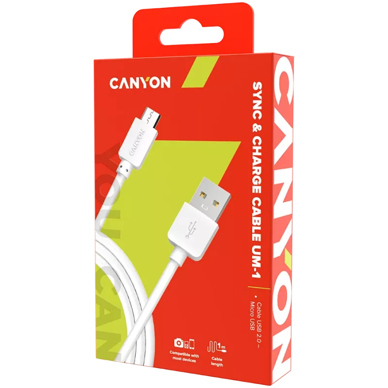 CANYON Kabel UM-1 MicroUSB 5W 1m Weiß