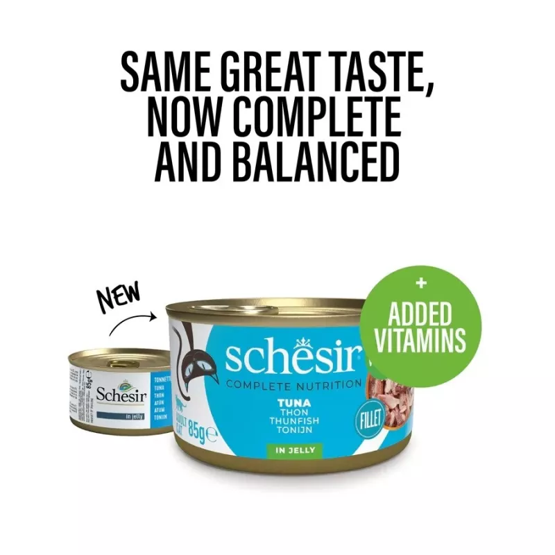 Nassfutter für Katzen Agras Pet Foods Schesir Thunfisch in Gelee 6×50 g (300 g), Monoprotein, ausgewachsene Katzen, soja- und glutenfrei