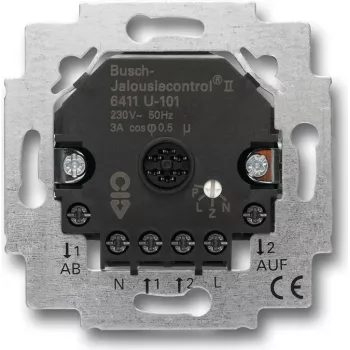 Unterputz-Jalousie-/Rollladenaktor Busch-Jaeger 6411 U-101, 2 Kanäle, 230 V, 690 W, 71×71×33 mm