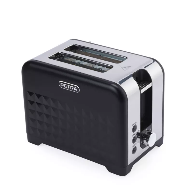 Toaster Petra PT6104BVDE 2-Scheiben, schwarz, einstellbare Bräunung, herausnehmbare Krümelschublade
