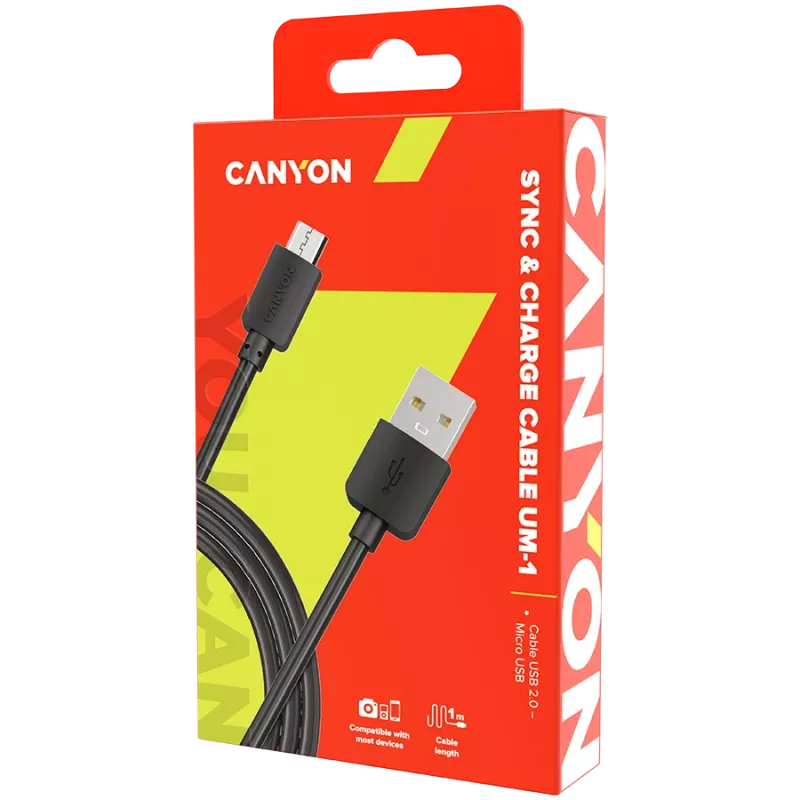 CANYON Kabel UM-1 MicroUSB 5W 1m Schwarz