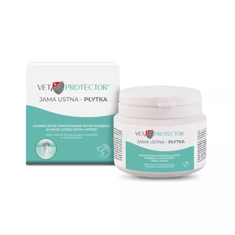 Mundhygienepulver JM Sante Vet Protector 60 g für Hunde und Katzen, Nahrungsergänzungsmittel für erwachsene Haustiere