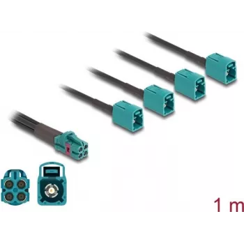 DeLOCK 90140 Koaxialkabel 1 m Mini FAKRA Z 4 x FAKRA Z Aqua Schwarz
