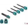 DeLOCK 90140 Koaxialkabel 1 m Mini FAKRA Z 4 x FAKRA Z Aqua Schwarz