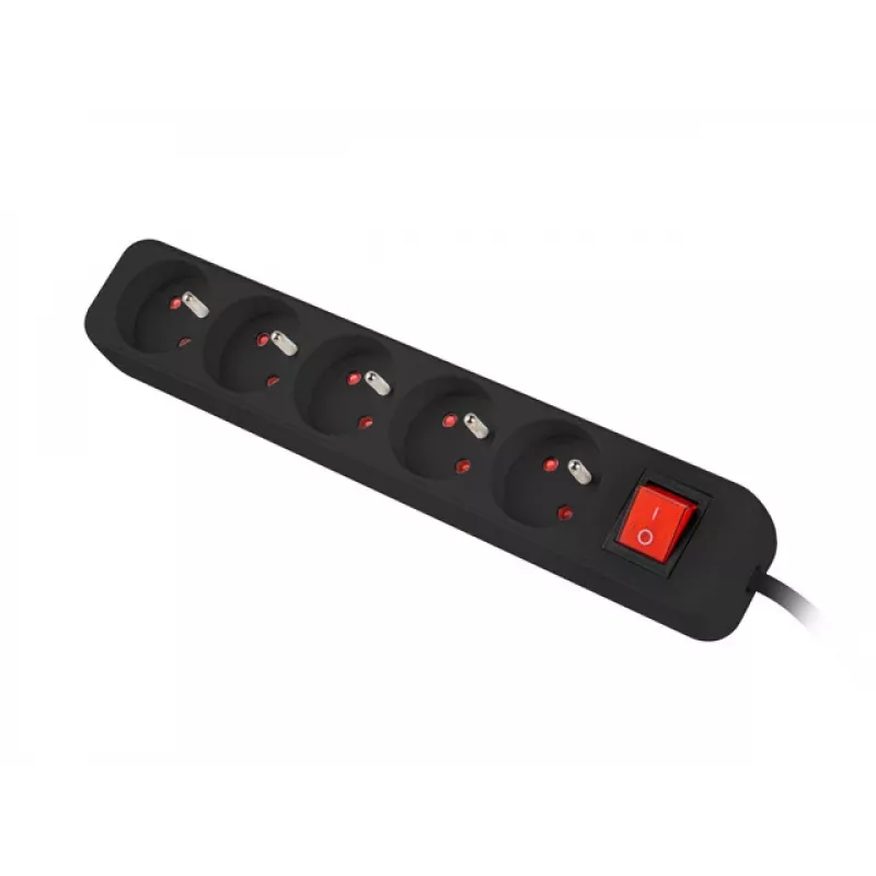 Netzteil-Leiste Lanberg PS1-05E-0300-BK 3 m 5 AC-Steckdosen Innenbereich Weiß