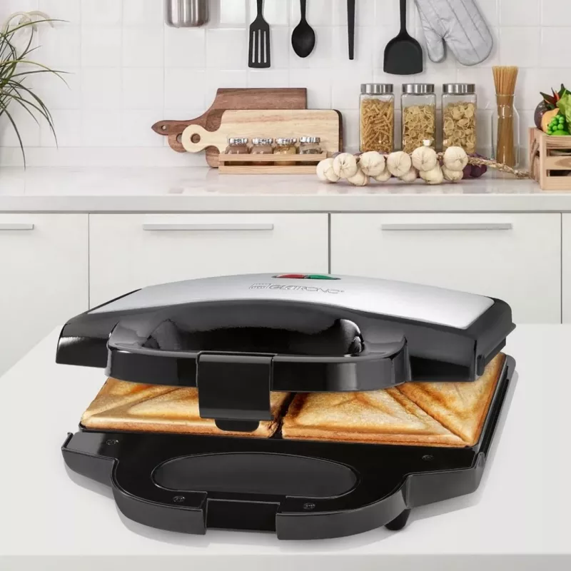 Clatronic ST 3778 Sandwichmaker 750 W Schwarz, Edelstahl