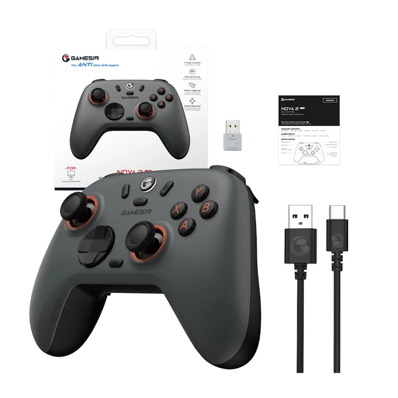 GameSir Wireless Controller Nova 2 Lite Gray — Bluetooth-kompatibler, kompakter Gaming-Controller