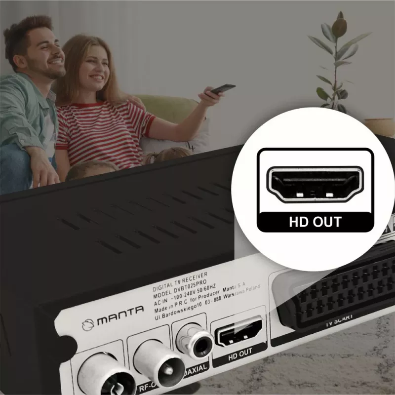Digitaler TV-Receiver MANTA DVBT025PRO DVB-T2 Full HD-Unterstützung USB-Aufnahme