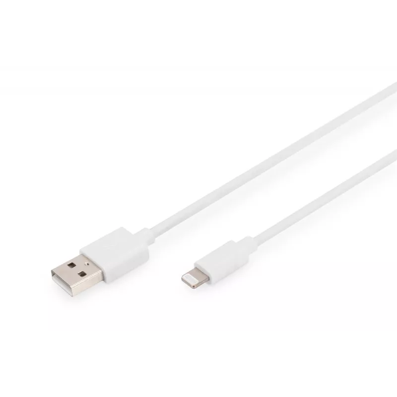 DIGITUS - Lightning-Kabel - Lightning (M) zu USB (M) - 1,0 m - Doppelisolierung - Weiß - Vergossen - für Apple iPad/iPhone/iPod (Lightning) (DB-600106-010-W)