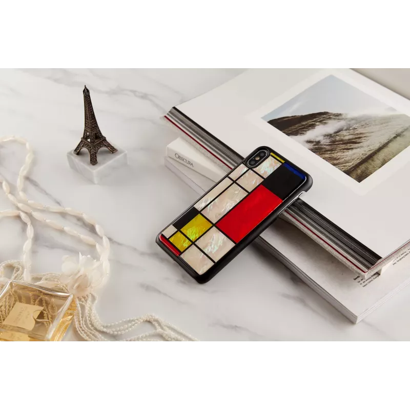 Smartphone-Hülle iKins für iPhone XS Max Mondrian Schwarz – Schutzabdeckung, Hartschale