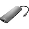 Sharkoon USB 3.0 Type C Combo Adapter Schnittstellenkarten/Adapter HDMI, RJ-45, USB 3.2 Gen 1 (3.1 Gen 1)