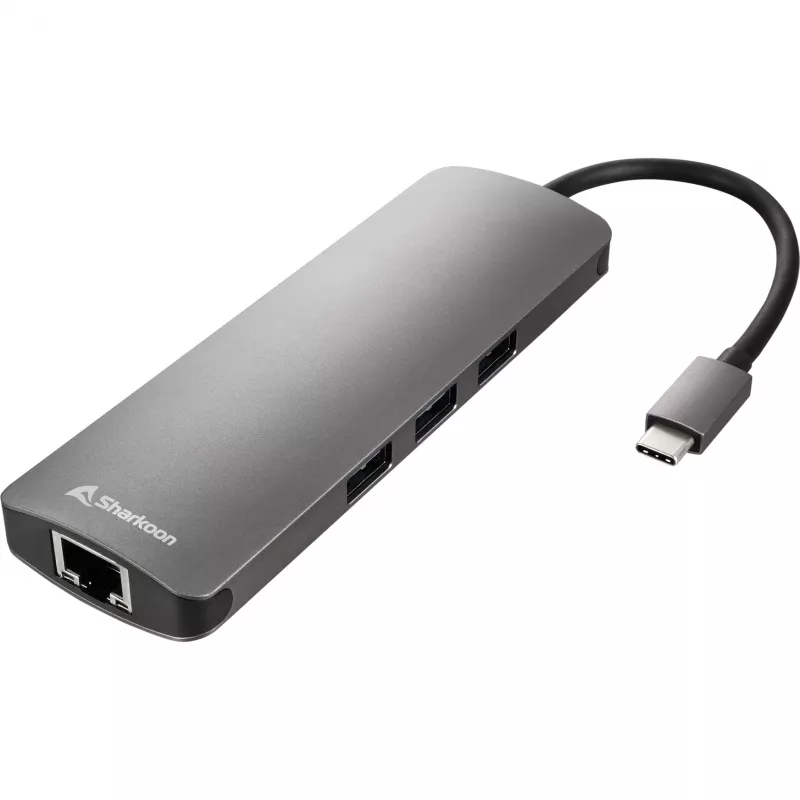 Sharkoon USB 3.0 Type C Combo Adapter Schnittstellenkarten/Adapter HDMI, RJ-45, USB 3.2 Gen 1 (3.1 Gen 1)