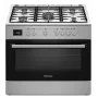 Freistehender Herd Ravanson KWGE-K90A Cheff Modern — 90 cm, Gas-Kochfeld mit 5 Brennern und 3000 W Wok, Elektrobackofen 110 l, silber