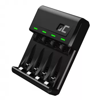 Batterieladegerät Grün Cell GC VitalCharger USB, 4-Steckplätze, AA/AAA, USB-betrieben, schwarz