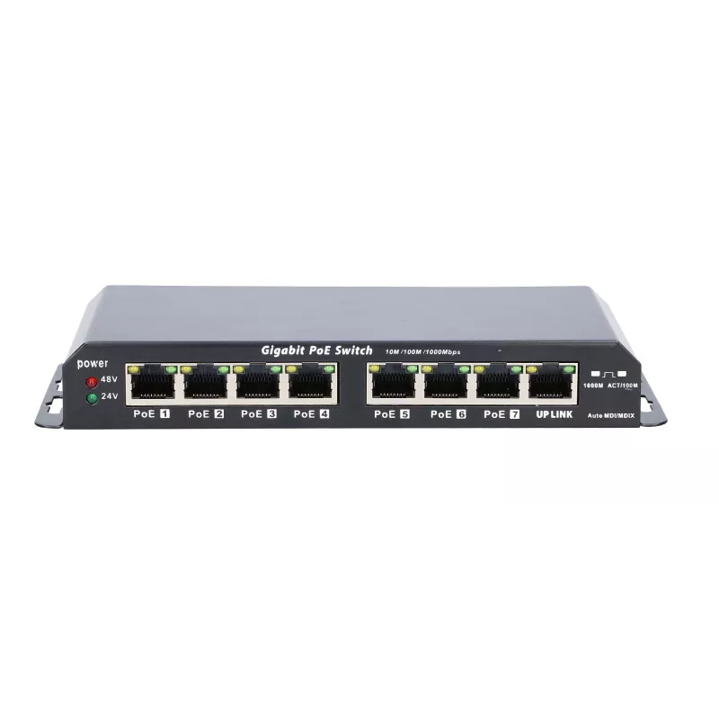 Extralink PoE-Switch KRATOS 7x Gigabit PoE, 1x Uplink RJ45, Netzteil 24V 2,5A, 60W