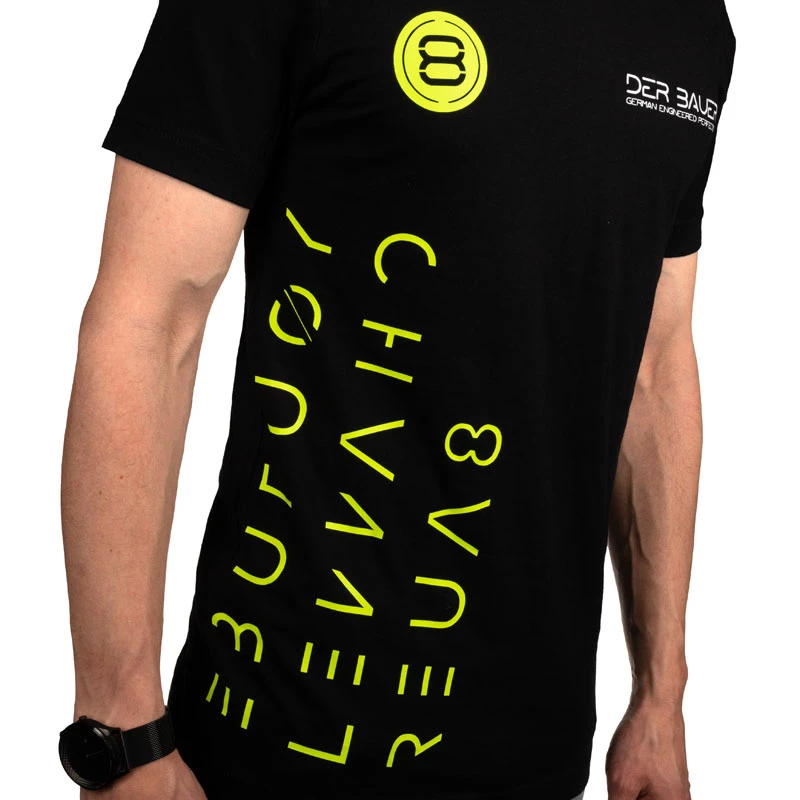 T-Shirt der8auer YT-Design Größe L — Baumwoll-Rundhalsausschnitt, Freizeitbekleidung