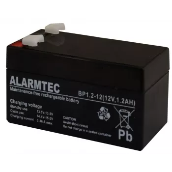 Versiegelte VRLA AGM Batterie Alarmtec EMU Electronic BP 1.2-12 — 12 V, 1,2 Ah, 43×59 mm, 570 g