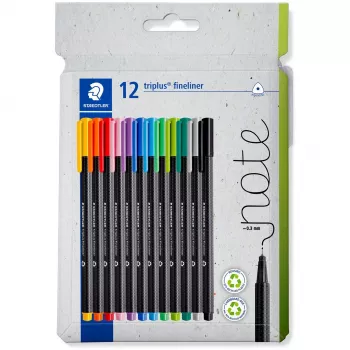 Fineliner Staedtler 334 C12 Superfine Schwarz Blau Grün Grau Hellblau Hellgrün Orange Rosa Rot Violett Gelb 12 Stück