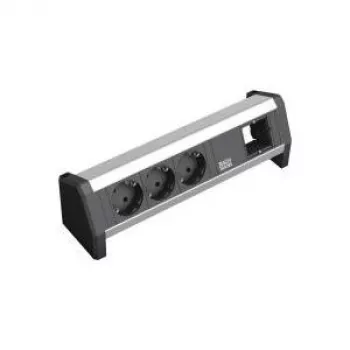 Power Extension Bachmann 3x Schuko 1x GST18 Schwarz Silber