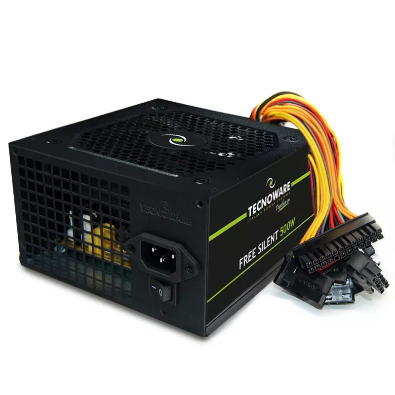 Netzteil TECNOWARE Free Silent 500 W — ATX, 20+4-Pin, 120-mm-Lüfter, 86% Effizienz