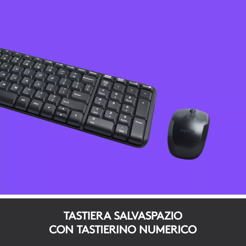 Logitech Wireless Combo MK220 - Tastatur-Maus-Set - kabellos - 2,4 GHz - Italienisch - Dunkelgrau (920-003721)