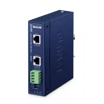 PLANET IP30 Industrie-Einzelport 10Gbps 802.3bt PoE++ Splitter 24V