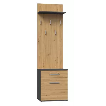 Top e Shop DUO WIESZAK ANT/ART Kleiderhaken anthrazit und eiche, Spanplatte, 5 Haken