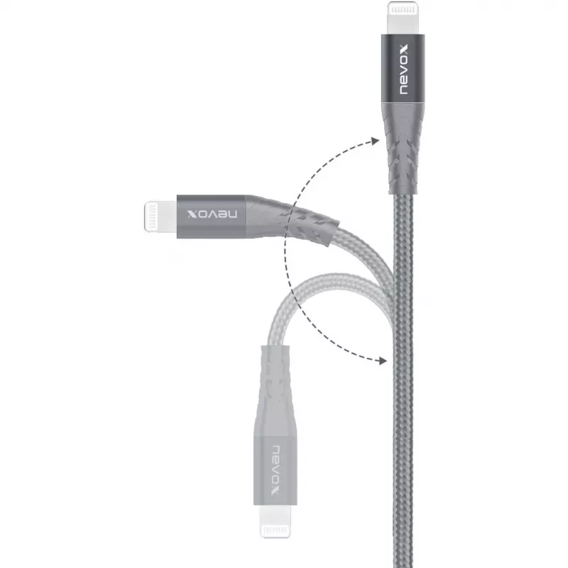 USB 2.0 Adapterkabel, USB-C-Stecker > Lightning-Stecker (Silber/Grau, 1 Meter, PD, ummantelt)