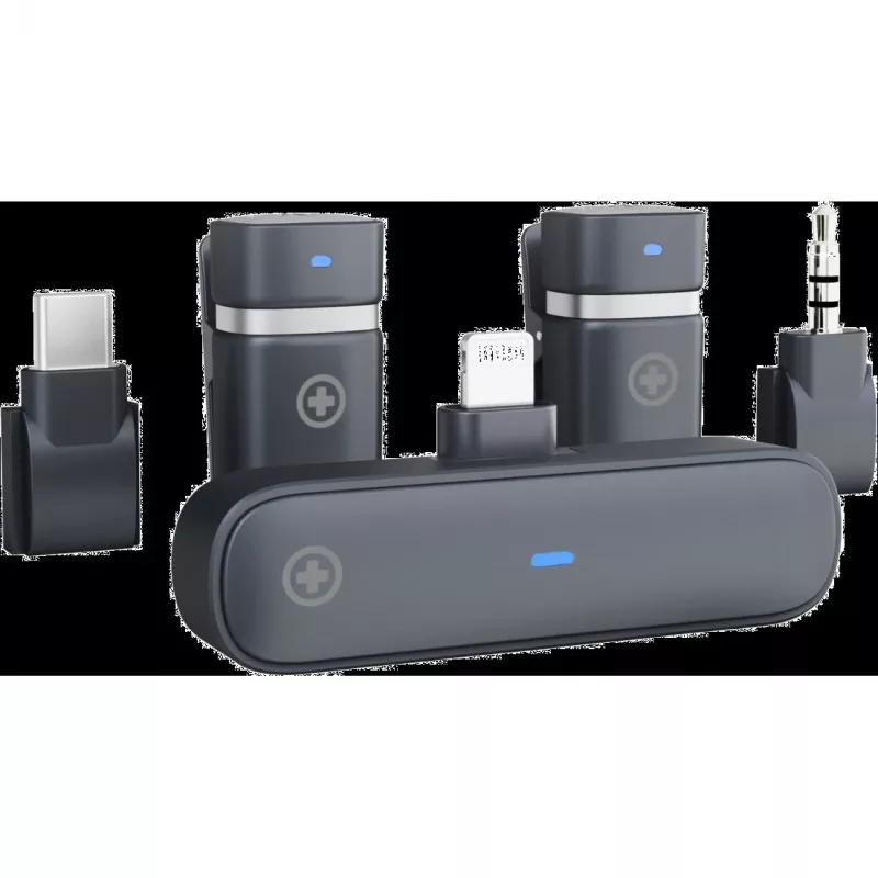 Drahtloses Mikrofon-Kit Plusonic PS-TDS9 mit USB-C-, Lightning- und 3,5-mm-Anschlüssen
