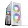 PC-Gehäuse MODECOM AMIRANI ARGB Midi Tower Weiß — ATX/ITX, 35 cm GPU, 16,5 cm CPU-Kühler, 2x200 mm Lüfter