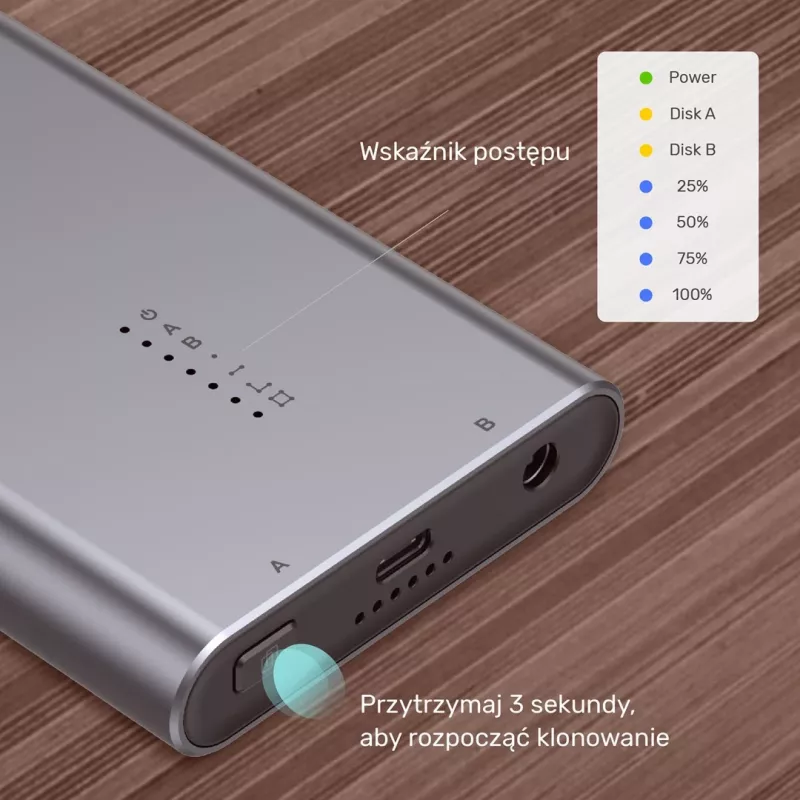 SSD-Gehäuse Unitek S1206A für 2× M.2 NVMe PCIe Gen3 x4 Laufwerke, USB 3.2 Gen 2 (10 Gbit/s), Aluminium, USB-C, inklusive Netzteil