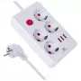 Steckdosenleiste MACLEAN MCE392 W — 4 F-Steckdosen, 3×USB A, 110–240 V, 2,1 A max, 2500 W, 1,5 m Kabel, weiß