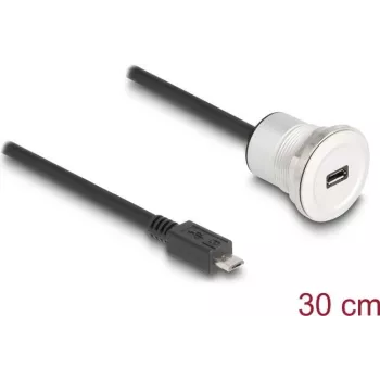 DeLOCK 88184 USB-Kabel USB 2.0 0,3 m USB B Schwarz Silber