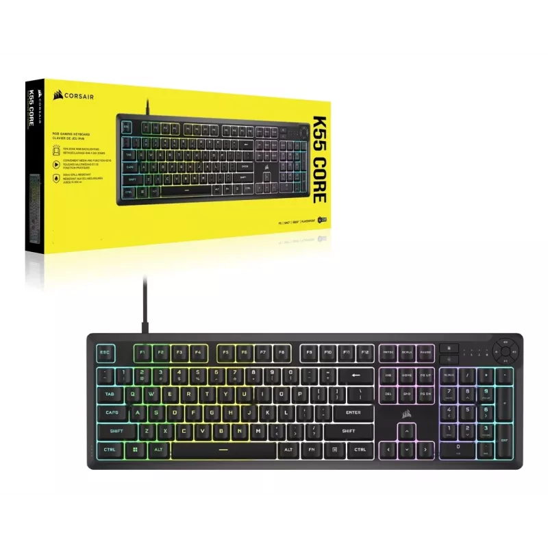 Corsair K55 CORE RGB Tastatur Gaming USB QWERTZ Deutsch Schwarz
