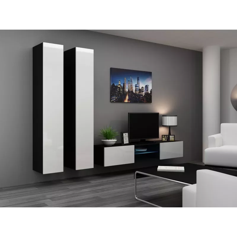 Cama geschlossen Schrank VIGO '180' 180/40/30 weiß/schwarz glänzend