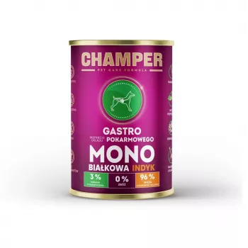 CHAMPER Gastro Monoprotein Truthahn - Nassfutter für Hunde - 400g