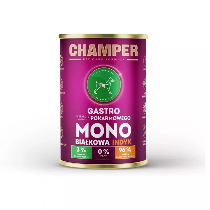 CHAMPER Gastro Monoprotein Truthahn - Nassfutter für Hunde - 400g