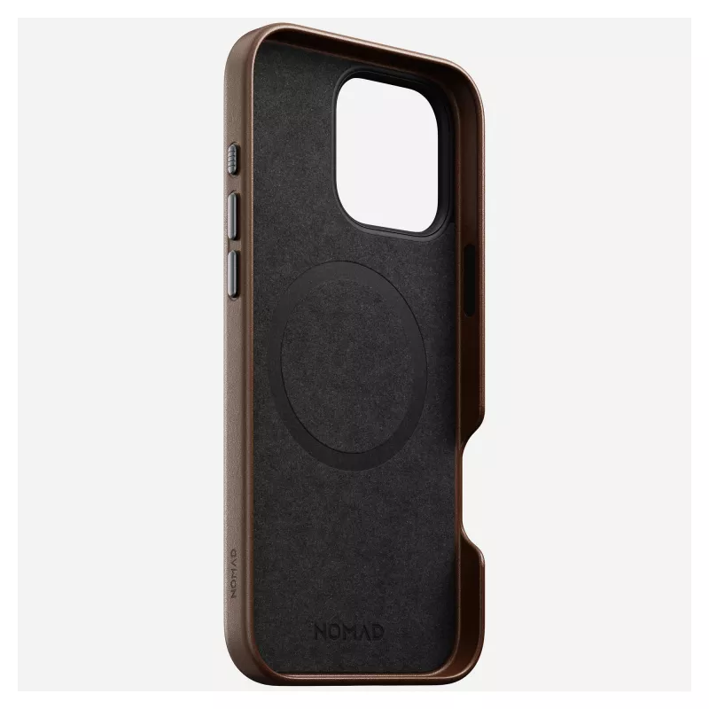 Handyhülle Nomad NM01389385 für iPhone 16 Pro Max, 17,5 cm (6,9 Zoll), braun, Aluminium/PC/Mikrofaser/Leder