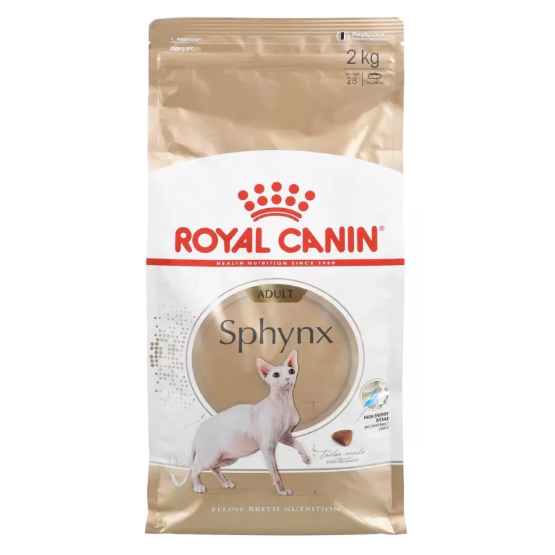 Trockenfutter für Katzen Royal Canin Sphynx Adult 2 kg — Schweinefleischgeschmack, 33 % Protein, 23 % Fett
