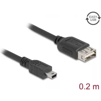 USB-Kabel DELOCK 81522 — USB 2.0, Mini-USB B auf USB A, 0,2 m, schwarz
