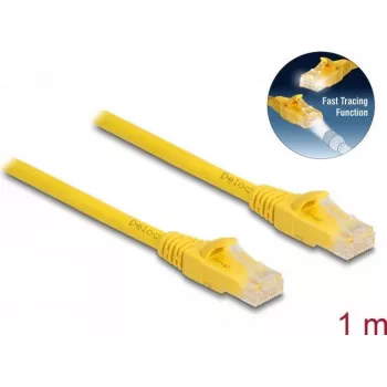 Delock - Patchkabel - RJ-45 (M) auf RJ-45 (M) - 1 m - 6,1 mm - UTP - CAT 6a - Halogenfrei, Schnellverfolgung - Gelb