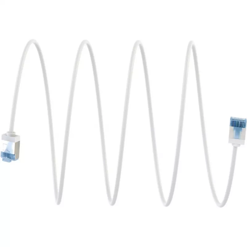 Ultra-Flexibles Cat.6a Patchkabel schlank, U/FTP (Weiß, 0,5 Meter, extra-kurzer Stecker)