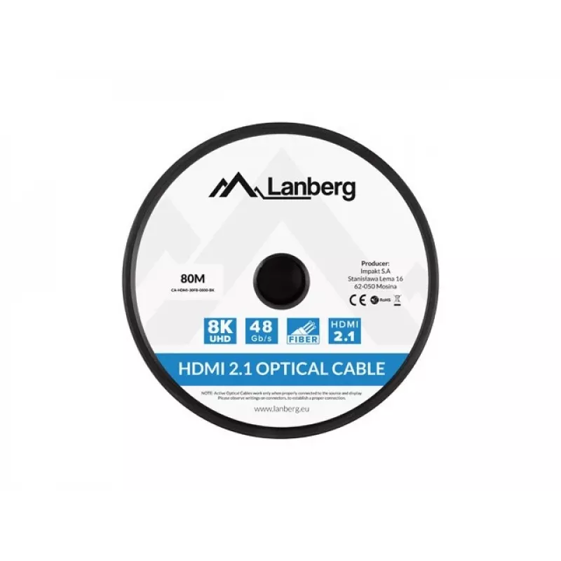 HDMI-KABEL M/M V2.1 80M 8K SCHWARZ OPTISCH AOC LANBERG