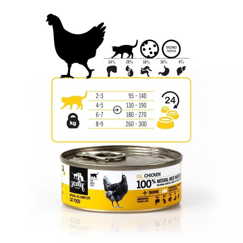 3COTY Huhn - Nassfutter für Katzen - 80g