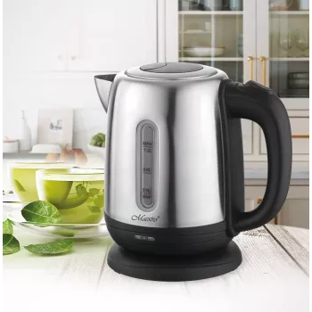 Elektrischer Wasserkocher Maestro MR-027 1,2 L 1630 W Edelstahl, Anti-Kalk-Filter, Wasserstandsanzeige
