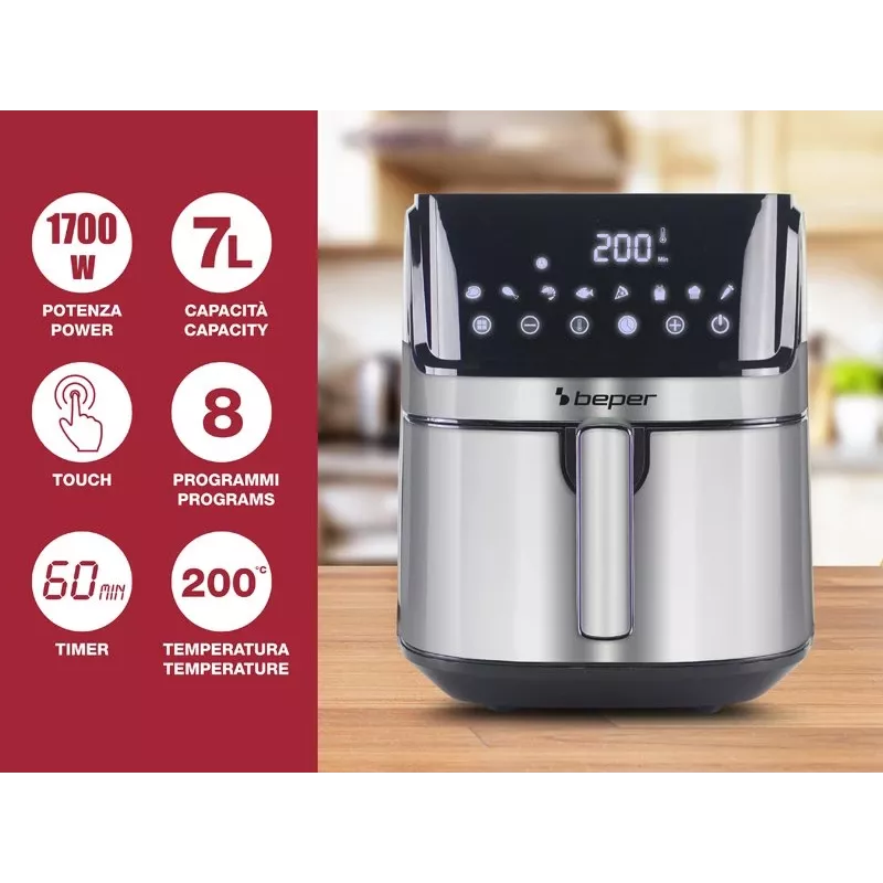 Elektrische Fritteuse Beper P101FRI070 1,5 L Kapazität einstellbare Temperatur, kompakt für die Arbeitsplatte