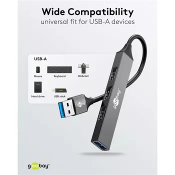Goobay USB Hub 74456 Type-A 5000 Mbit/s Hellgrau